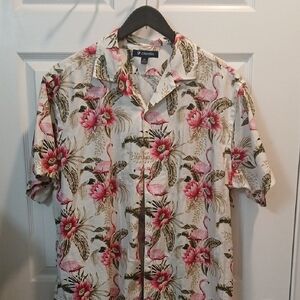 Daniel Cremieux Floral Flamingo Shirt - Pink and Cream